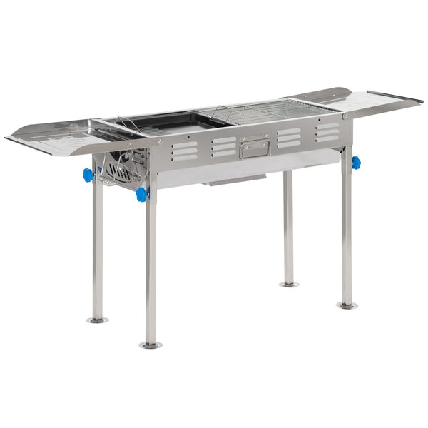 prezzo Barbecue à Charbon Charcoal 120x31x60-70 cm en Acier Inoxydable Argenté