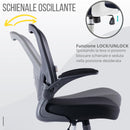 Sedia Operativa da Ufficio 62x63x105 cm Ergonomica con Braccioli Pieghevoli Bianco