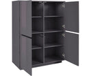 Credenza 4 Ante 100,1x41,4x126 cm Bloom Grigio Antracite Laccato Lucido