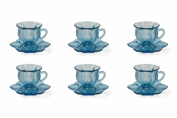 sconto Set de 6 Tasses à Café Ø7x7 cm en Verre VdE Tivoli 1996 Bleu