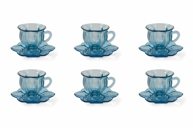Set 6 Tazzine da Caffè Ø7x7 cm in Vetro Villa d'Este Home Tivoli Glass Blu