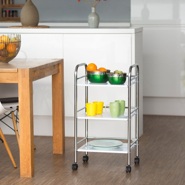 sconto Desserte de Cuisine 40x35x75 cm 3 Niveaux avec Roulettes Métalliques