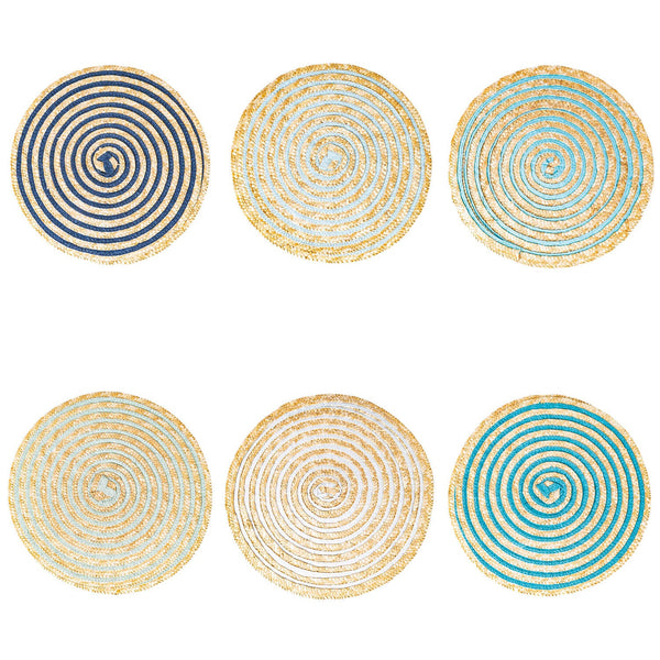 Lot de 6 sets de table ronds en raphia Ø39 cm VdE Tivoli 1996 Spirale prezzo
