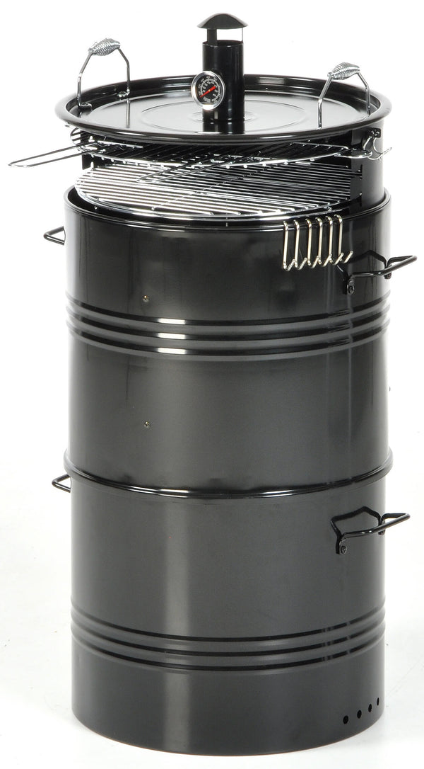 Charcoal Smoker Barbecue Charcoal Taddei Barrel Noir sconto