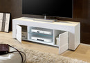 Mobile TV 2 Porte 2 Nicchie con Ripiano 138x42x44cm TFT  Build Bianco Lucido e Cemento
