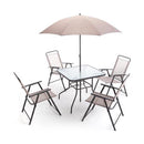 Set da Giardino in Ferro e Textilene con Tavolo Ombrellone e 4 Sedie Pieghevoli Taddei Savona