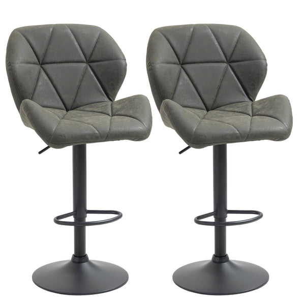 online Lot de 2 Tabourets de Bar 51,5x57,5x93-114,5 cm en Simili Cuir Gris