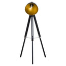 Lampada da Terra Tripode in Legno e Paralume in Metallo Altezza 102/152cm  Nero