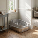 Lettiera per Gatti XXL 69,8x50,3x29,8 cm con Paletta Lati Alti Antiperdita Antiodore Fino a 12 kg in Acciaio Inox Grigio      