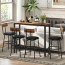 Tavolo da Bar Alto e Rettangolare in Stile Industriale 120x40x100 cm in Acciaio e Legno Marrone Rustico      