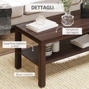 Tavolino Basso in Legno da Soggiorno Noce 90x45x40.5 cm 