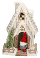 Casetta in Resina 32x24x45 cm con LED e Gnomo Bianca