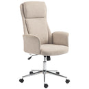 Sedia da Ufficio Girevole 64,5x68,5x110-120 cm con Schienale Alto e Altezza Regolabile in Ciniglia Beige      