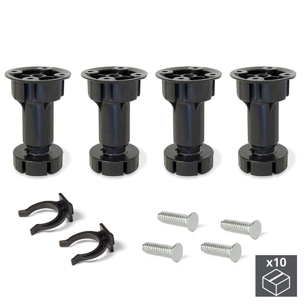 acquista Emuca Pied Réglable avec Base Pré-Assemblée pour Meubles 98-115 mm Plastique Noir 40 Pièces