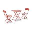 Set da Giardino Pieghevole in Ferro con Tavolo e 2 Sedie Taddei Bistro Rosso