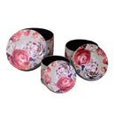 Set 3 Scatole in Similpelle fiori crema tondo 
