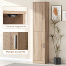 Mobile Colonna Bagno 40x35x180 cm a 2 Armadietti con 6 Ripiani Regolabili in Legno Color Legno      