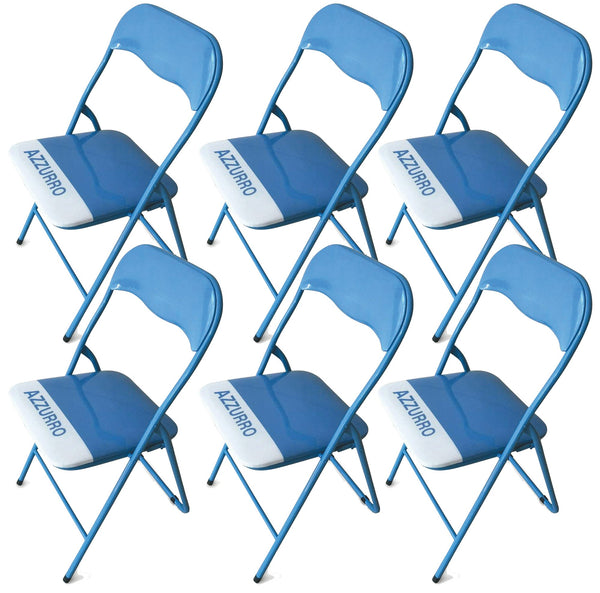 acquista Lot de 6 chaises pliantes en métal bleu clair Soriani