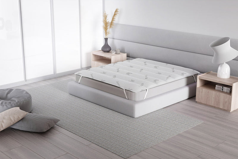 Topper Trapuntato Imbottito con Elastici Grigio Chiaro Varie Misure