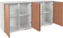 Credenza 4 Ante 180,1x41,4x86 cm Bloom Bianco Lucido e Noce