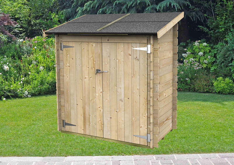 Casetta Box da Giardino per Attrezzi 155x85 cm con Porta Doppia Cieca in Legno Grigio