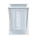 Cesto Portabiancheria 63x42x320 cm Richiudibile in Alluminio Grigio Chiaro