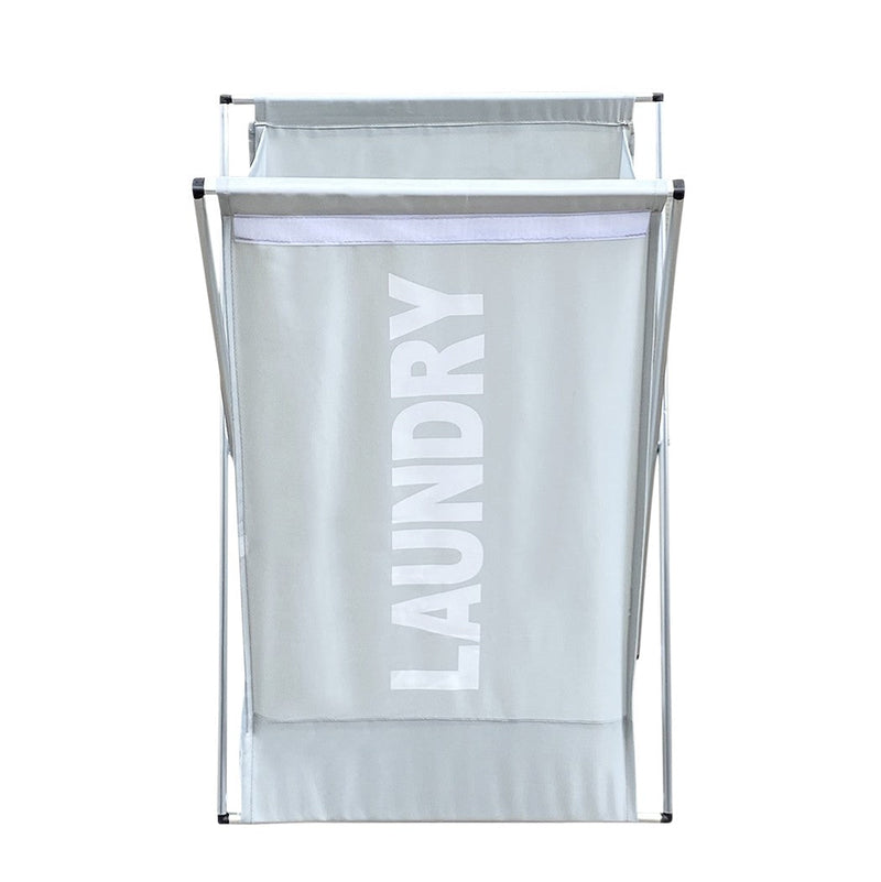 Cesto Portabiancheria 63x42x320 cm Richiudibile in Alluminio Grigio Chiaro