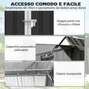 Capanno da Giardino Organizer per Bidoni Spazzatura 179,5x108x129,5 cm in Acciaio Zincato Grigio Scuro      