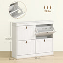 Scarpiera Salvaspazio Slim 105x24x82,5 cm con 4 Ante a Ribalta Ripiani Regolabili e Maniglia per 10-20 Paia in MDF Bianco      