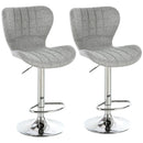 Set 2 Sgabelli da Cucina da Bar Girevoli con Altezza Regolabile in Tessuto Grigio   