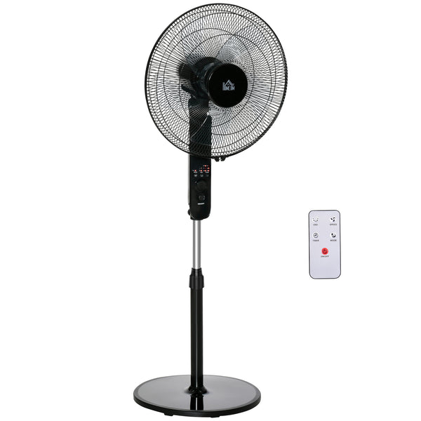 Ventilatore a Piantana 3 Velocità con Telecomando Angolo di Inclinazione Regolabile in Metallo Nero online