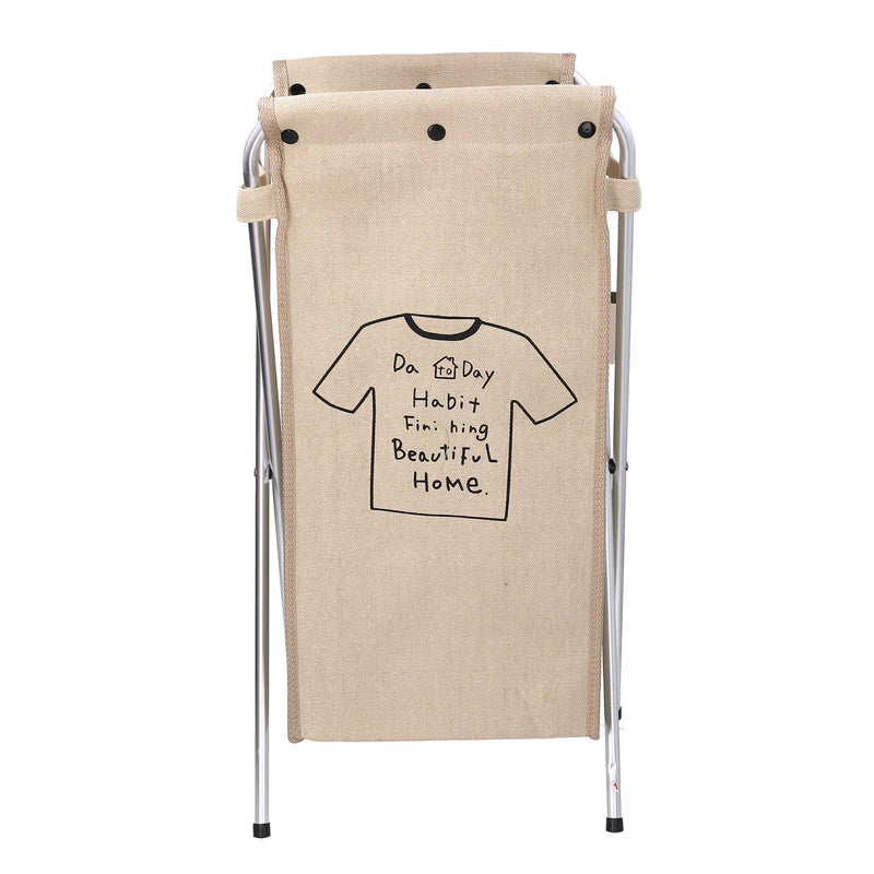 Cesto Portabiancheria in tessuto sacco beige pieghevole cm 29x33,5xh66