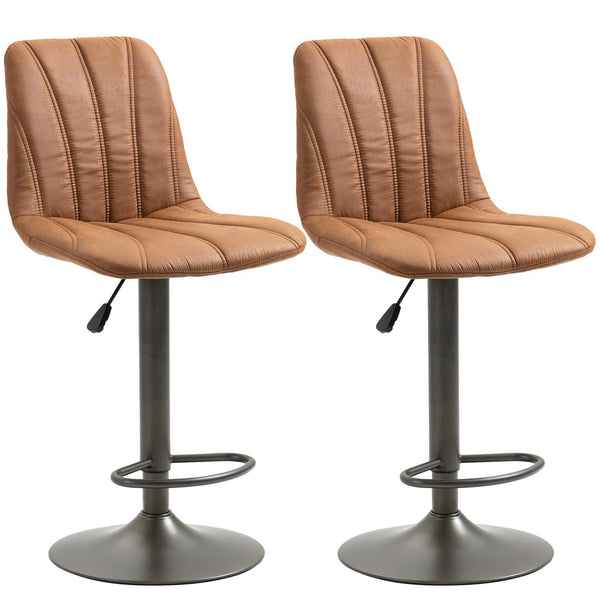 Lot de 2 Tabourets Rembourrés 45x54x96-117 cm en Acier et Simili Cuir Marron et Gris prezzo