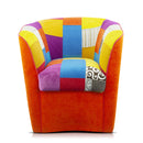 Poltroncina a Pozzetto 70x67x76 cm in Tessuto e Similpelle Arancione