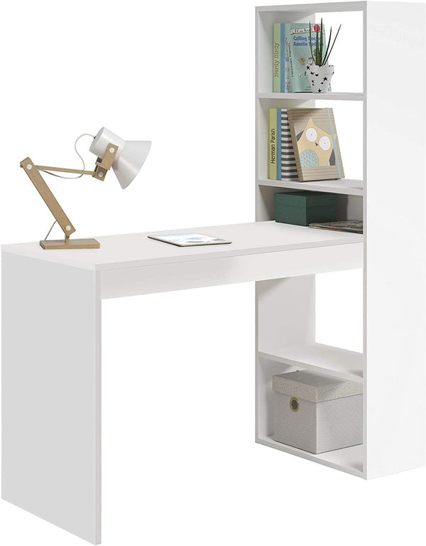 Bureau PC 120x53x144 cm avec bibliothèque blanche sconto