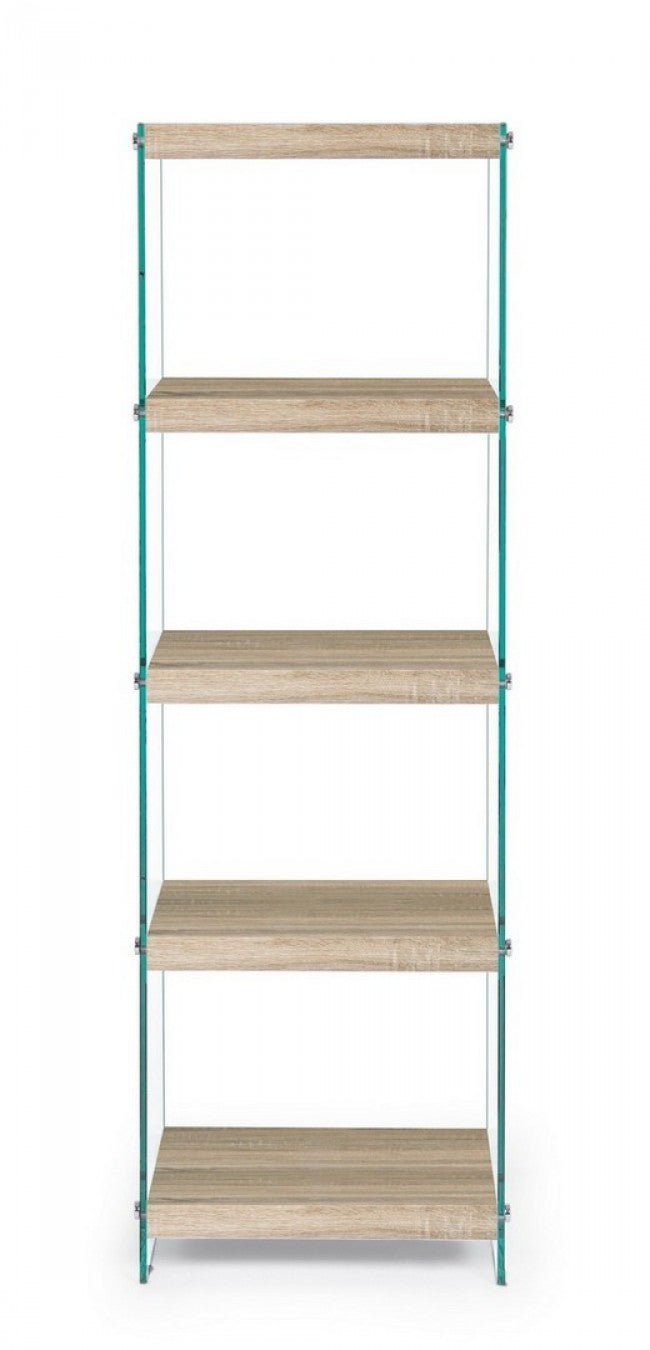 Libreria 5 Ripiani Line Kenya in Vetro