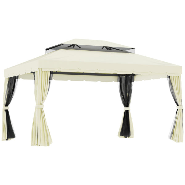 Tonnelle de Jardin 3x4m avec Moustiquaires et Double Toit Klaus Blanc Crème acquista