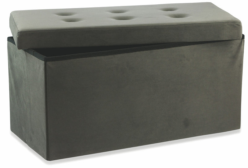 Baule Cassapanca Pouf Contenitore in Velluto Soriani Tortora