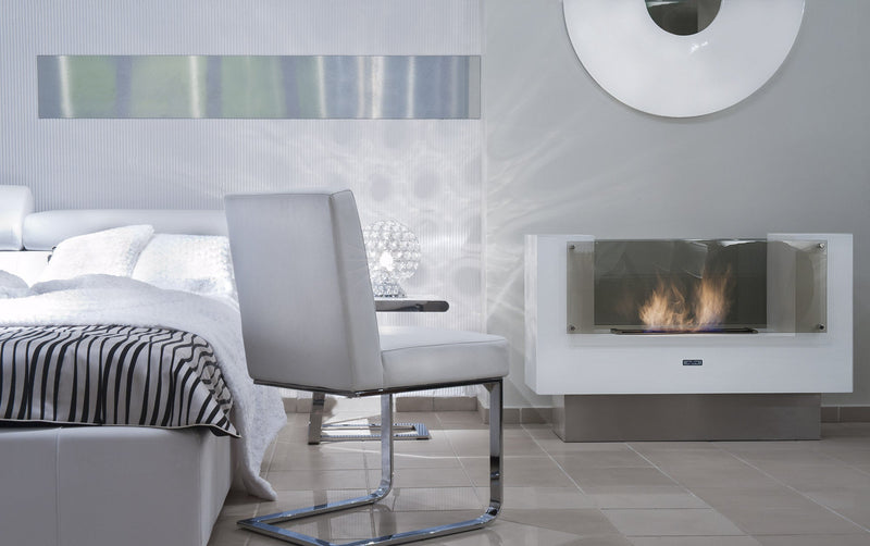 Camino a Bioetanolo da Pavimento 110x75 cm Insigno Bianco con Vetro