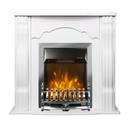 Camino Elettrico da Pavimento 88,3x95x30 cm Effetto Fiamma 2000W Classic & Galileo Silver Bianco