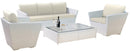 Set Salotto da Giardino Divano 3 Posti in Polyrattan Adila Bianco