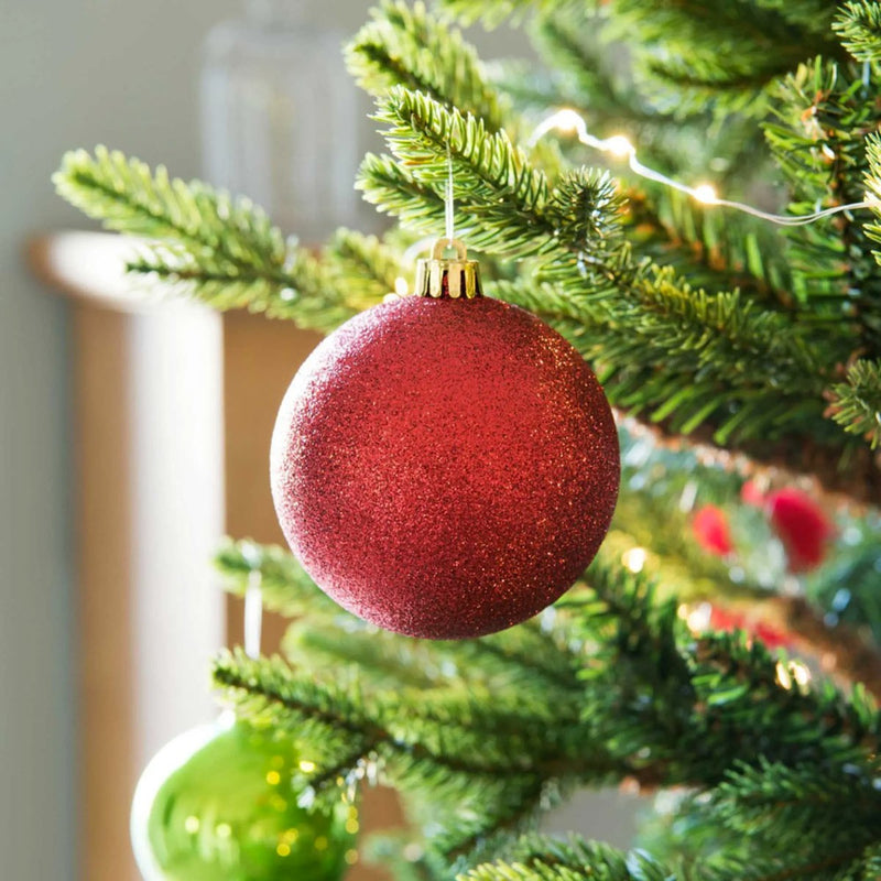 Set 48 Palline Decorative Ø 7 cm per Albero di Natale Rosse