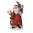Babbo natale in resina con renna rosso con led cm 11,5x11xh21