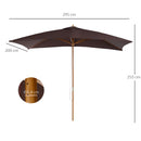Ombrellone da Giardino 2x2,95 m Palo Ø38 mm in Legno Marrone