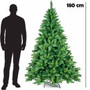 Albero di Natale Canberra 180 cm 750 Punte Foltissimo con Innesto Rapido e Base in Metallo in PVC e PE Verde      