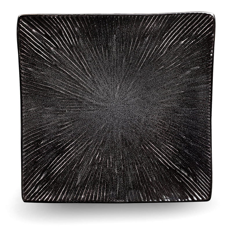 Set 4 Piatti Piani Quadrati 27x27x4 cm in Gres Kaleidos Sirius Neri