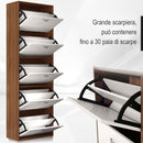 Scarpiera Salvaspazio in Legno con 5 Scomparti per 30 Paia 60x28x189 cm 