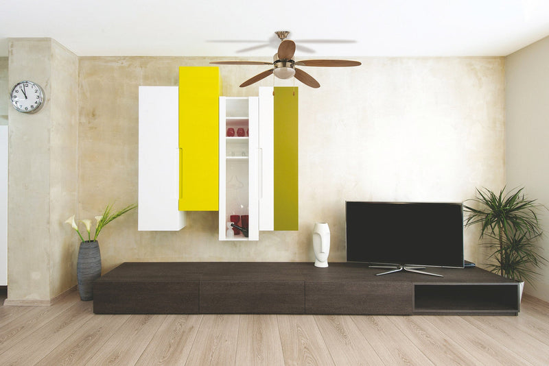 Ventilatore da Soffitto 5 Pale e Lampada Ø130 cm 3 Velocità Kooper Marrone