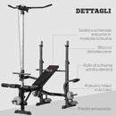 Panca Fitness 180x134x200 cm con Leg Press Squat Rack e Leg Extension in Acciaio e PU Nero e Argento      