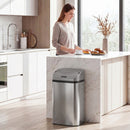 Pattumiera con Sensore 48 L 33x25x69 cm a Chiusura Morbida con Superficie Anti-impronte in Acciaio Inox e ABS Argento      